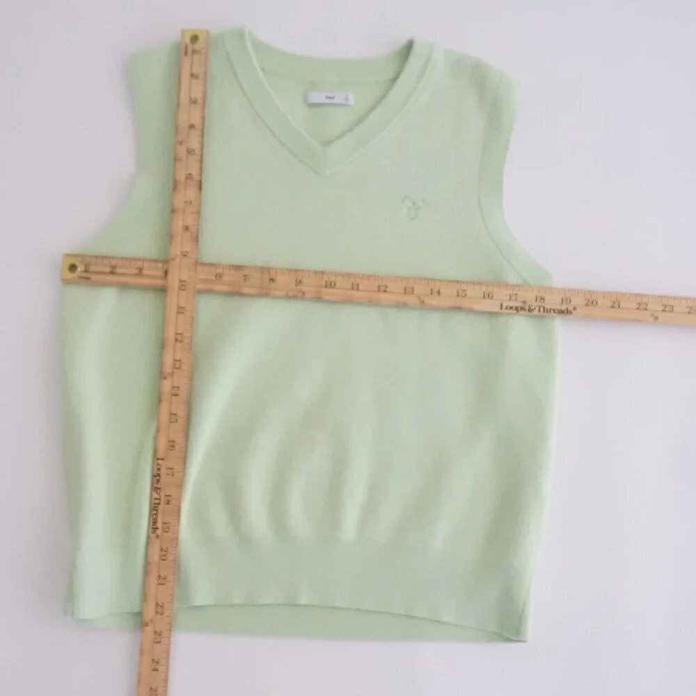 Aritzia TNA Mint Green Knit Cotton Blend V-Neck Vest S - Picture 4 of 10